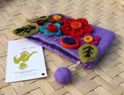 Felt Coin Purse decorated with flower & Beads - nepacrafts