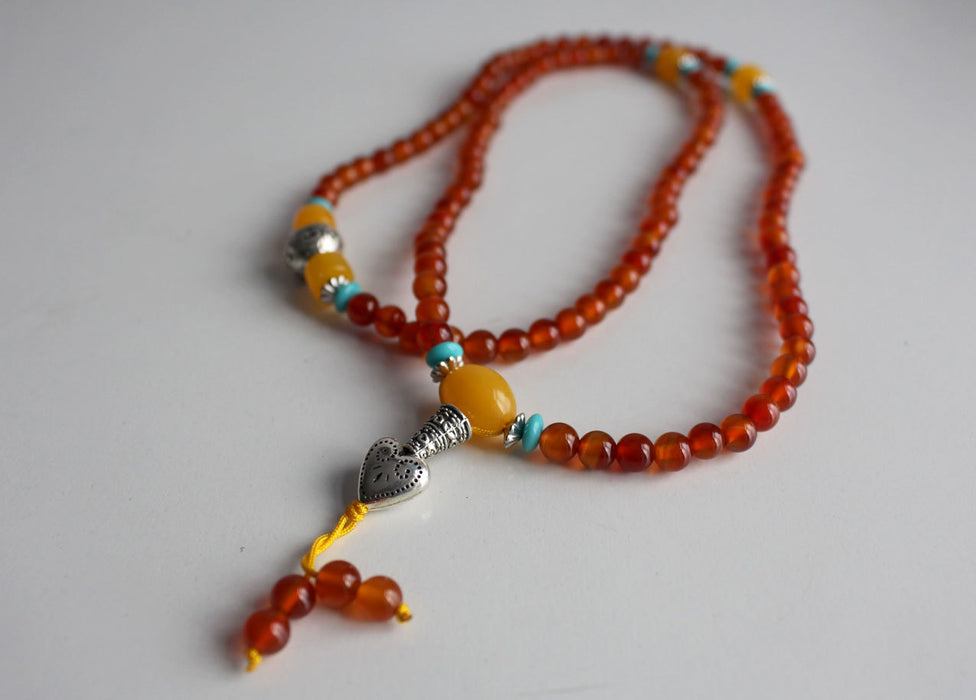 Carnelian Prayer Mala Adjustable Faux Beads