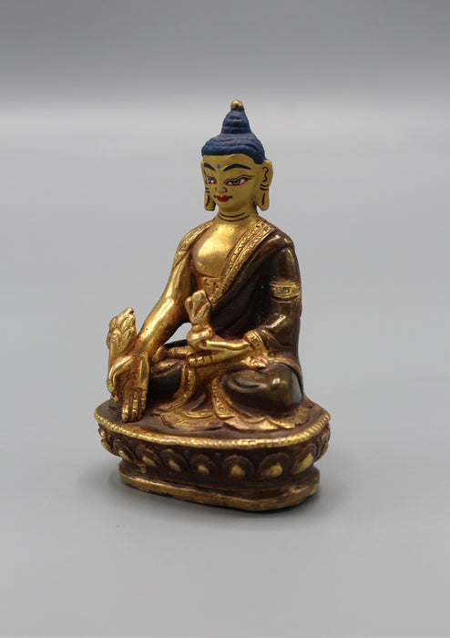 Gold Plated Medicine Buddha Statue 3.3"H