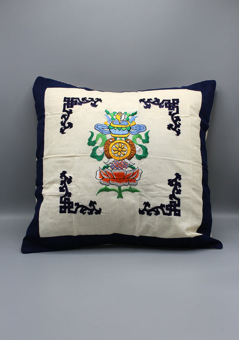 Eight In One Kalash Symbol Embroidered Cotton Pillow Covers