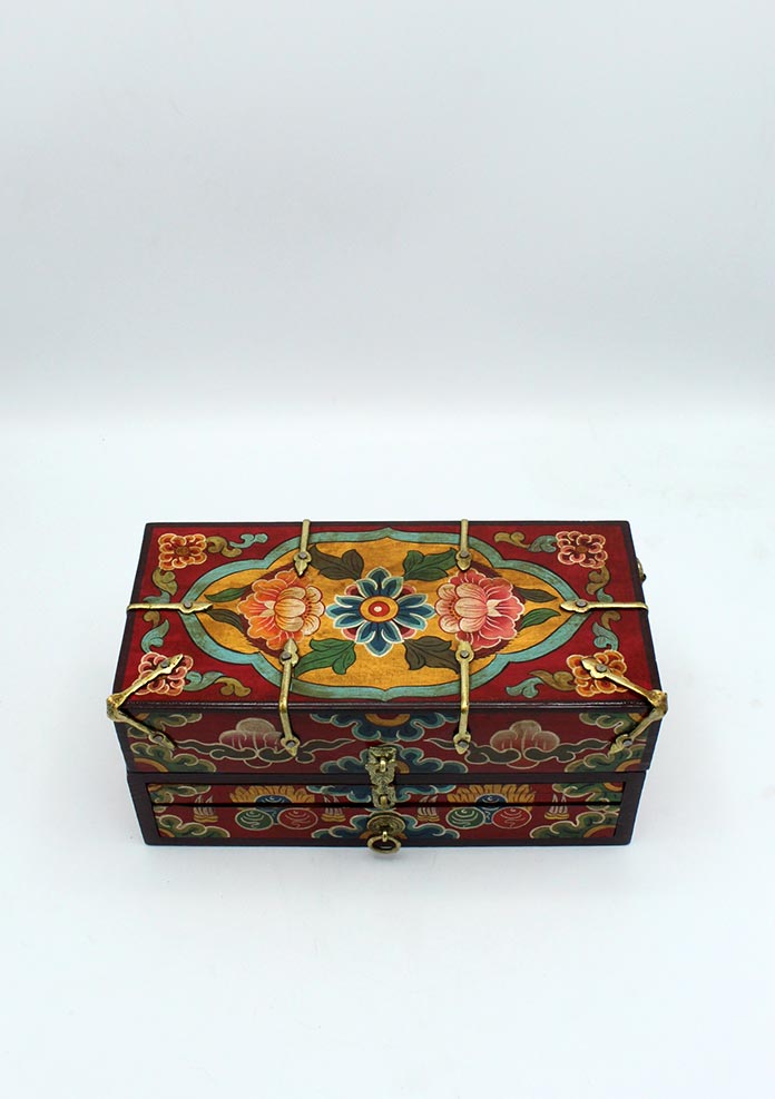 Handcrafted Wooden Buddhist Ritual Tibetan Altar Portable Shrine Box