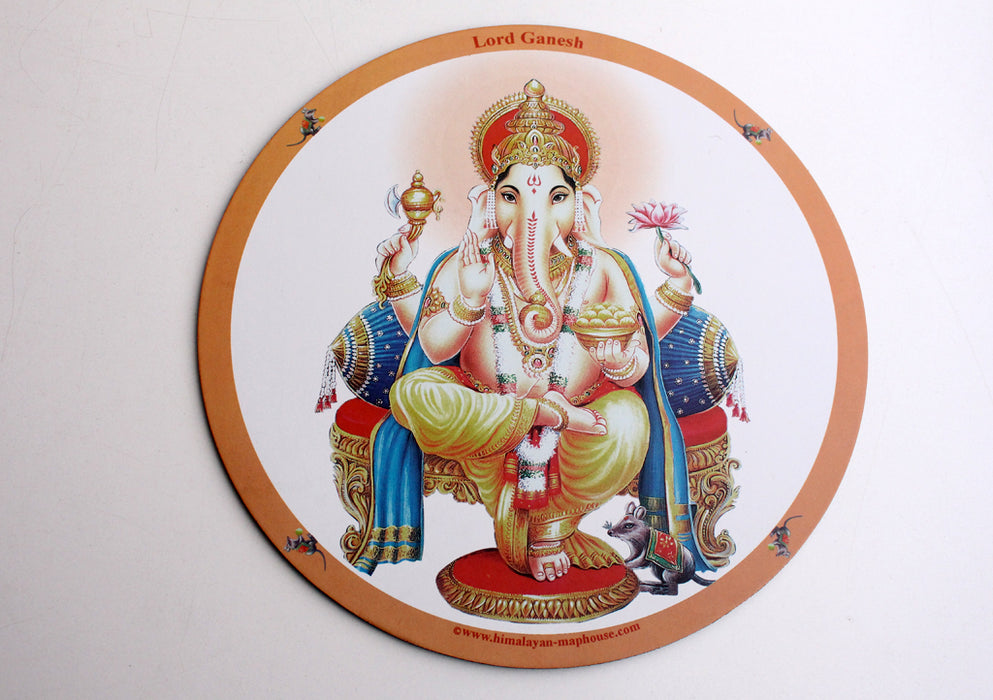Round Soft Rubber Non Slip Lord Ganesh Printed Mouse Pad - nepacrafts