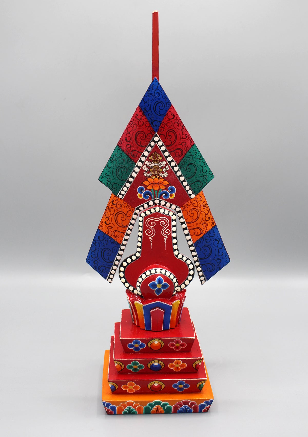 Handpainted Buddhist Ritual 100 Deities Wooden Torma — NepaCrafts Product