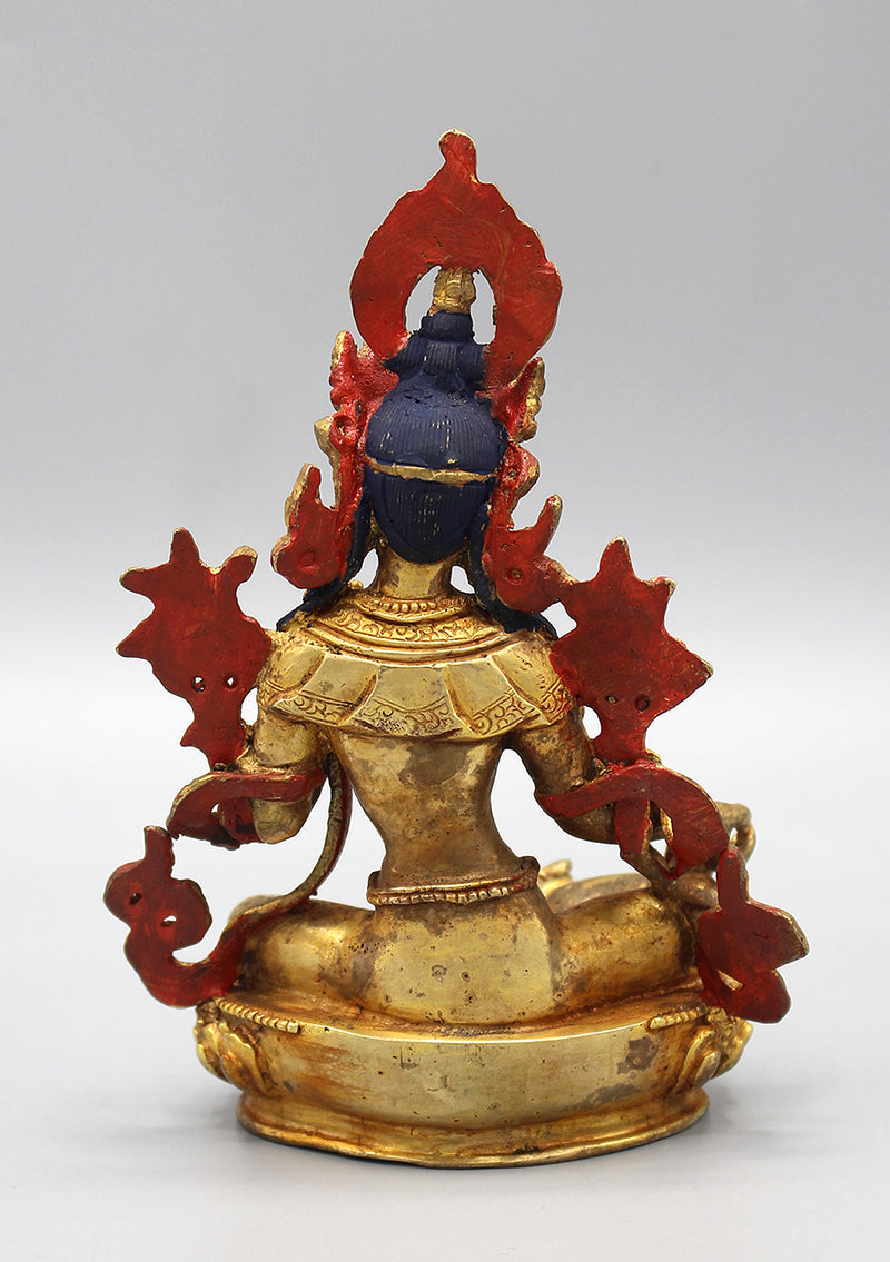 Exquisite Gold Plated Green Tara Statue 6"