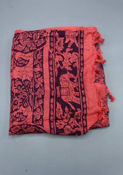 Mandala Printed Pure Cotton Peach Shawl with Furka