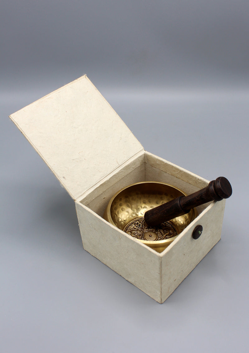 Pancha Buddha Embossed Tibetan Singing Bowl Gift Set - nepacrafts