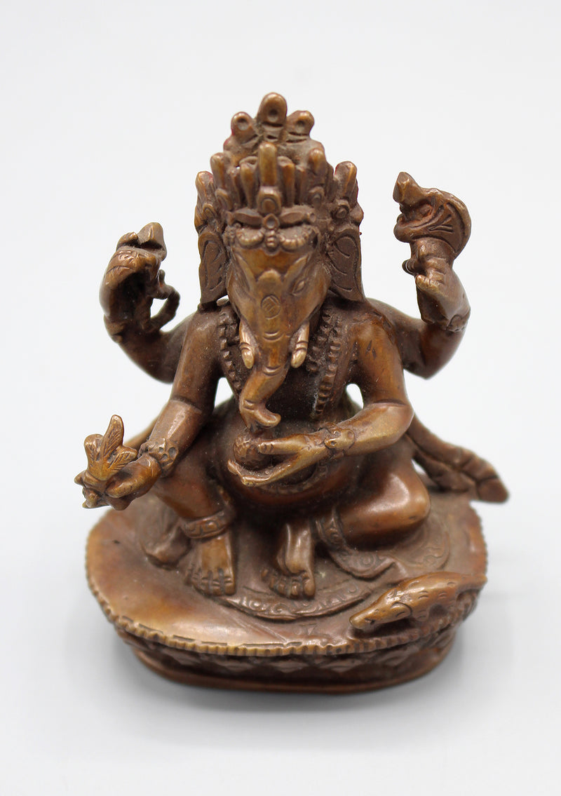 Copper Hindu Lord Four Armed Ganesha Statue