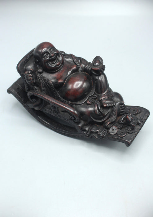 Feng Shui Laughing Buddha Statue Sitting in a Rocking Chair