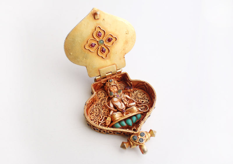 Goldplated Silver Sterling Manjushri Ghau Pendant - nepacrafts