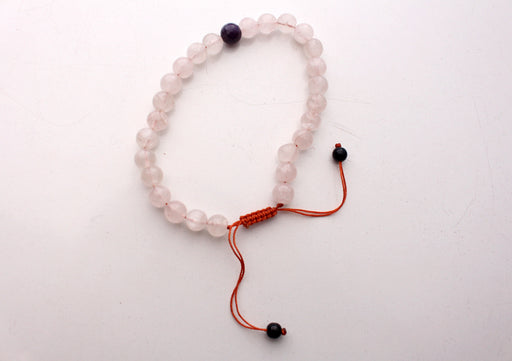 Adjustable Rose Quartz Men's Wrist Mala With Amethyst - nepacrafts