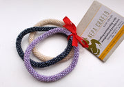 Shiney Beads Nepalese Roll on Bracelet-Set of Three - nepacrafts