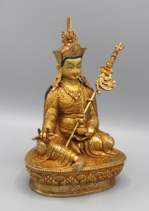 Fully Gold Plated Guru Padmasambhava Statue - nepacrafts
