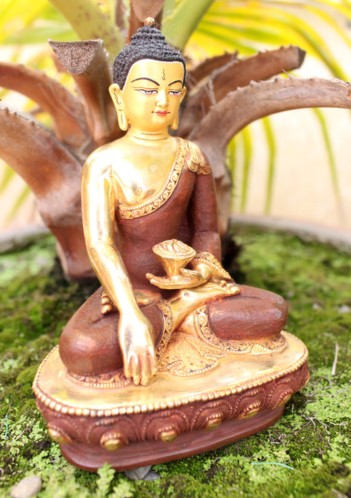 Partly Gold Plated Shakyamuni Buddha Statue - nepacrafts