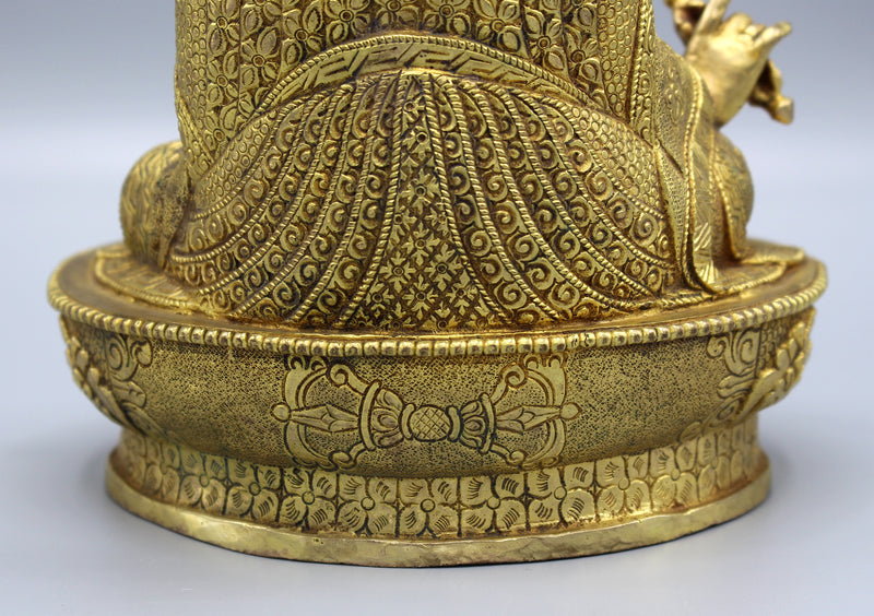 Majestic Guru Padmasambhava Fully Gold Plated Statue - nepacrafts