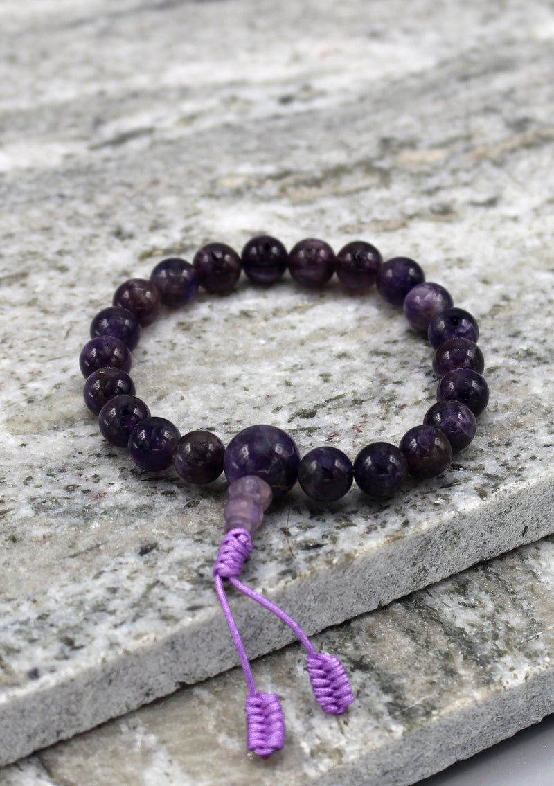 Amethyst Beads Stretchable Unisex Bracelet - nepacrafts