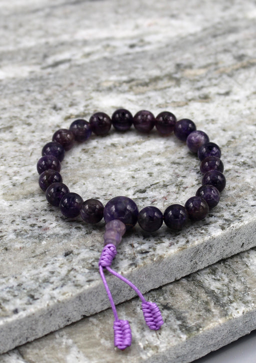 Amethyst Beads Stretchable Unisex Bracelet - nepacrafts