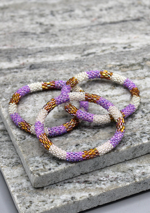 Multi Colors Strips Glass Beads Bracelet