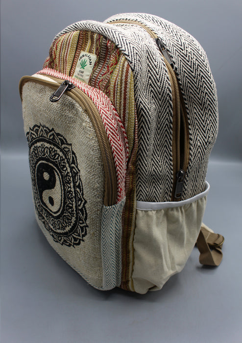 Yin Yang Mandala Printed Natural Hemp Backpack