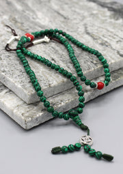 Green Malachite 108 Beads Prayer Mala with Counter - nepacrafts