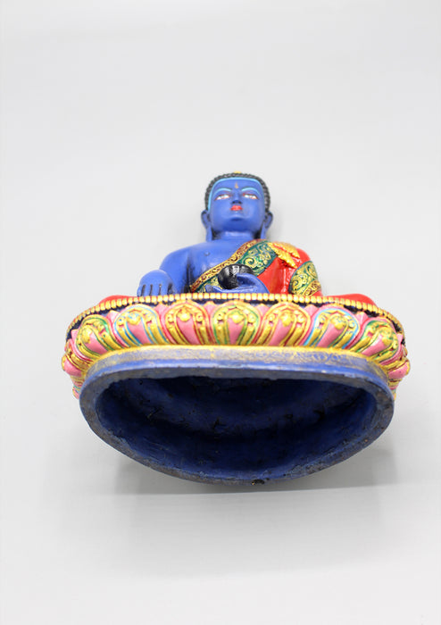 Hand Painted Blue Shakyamuni Buddha Resin Statue