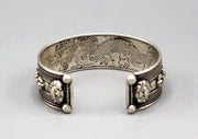 Fine Carving Tibetan Om Mani Sterling Silver Bracelet - nepacrafts