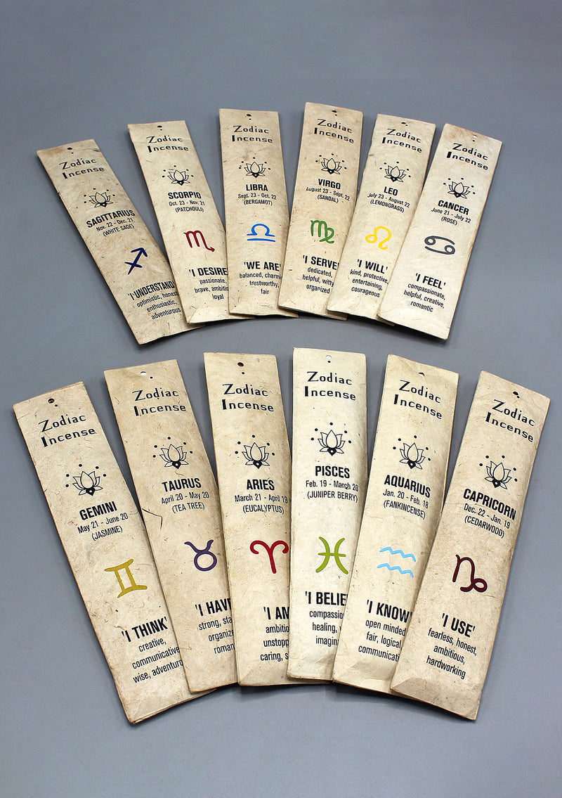Zodiac Sign  Natural Floral Stick Incense Gift Pack of 12