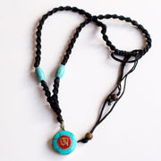 Round Turquoise Tibetan Om Pendant - nepacrafts