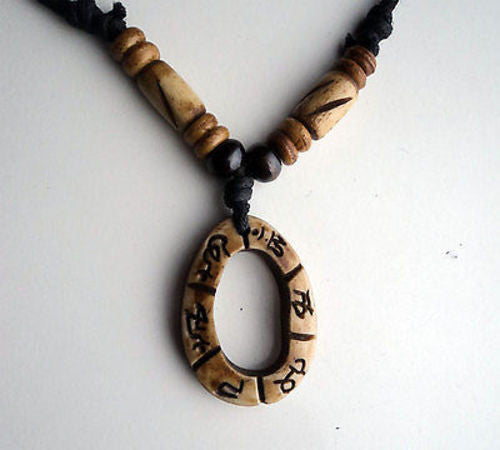 Oval Om Mani Bone Necklace - nepacrafts