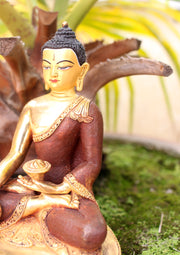 Partly Gold Plated Shakyamuni Buddha Statue - nepacrafts