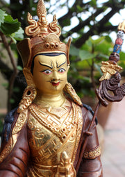 The Great Apostle Padmasambhava Statue-Gold Plated 8 Inch Copper Statue - nepacrafts