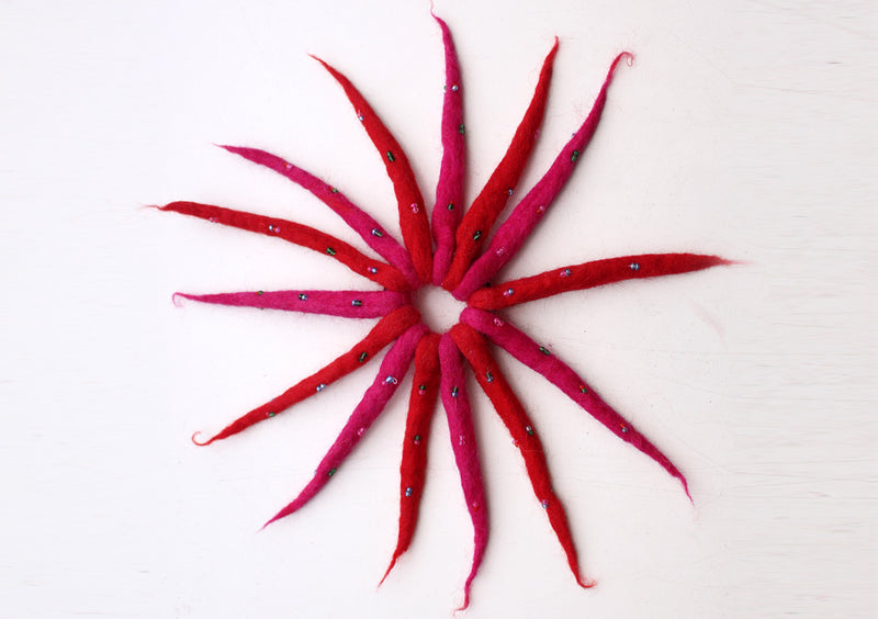 Colorful Urchin Merino Wool Felt Hair Band with beads Decoration - nepacrafts