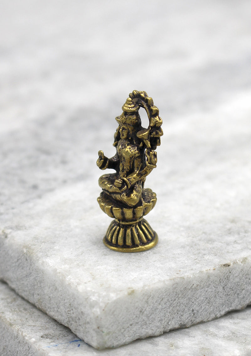 Hindu Goddess Laxmi Brass Mini Statue