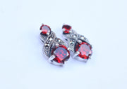 Shiny Garnet Inlaid Sterling Silver Earrings - nepacrafts