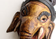 Yellow Ganesha Wooden Wall Hanging Mask - nepacrafts