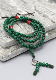 Green Malachite 108 Beads Prayer Mala with Counter - nepacrafts