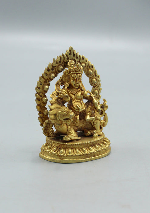 Gold Plated Mini Kubera Zambala Statue 2.8 inch