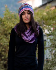 White Pink Multicolor Woolen Sherpa Cap - nepacrafts