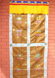 High Quality Heavy Embroidered 8 Auspicious Symbol Tibetan Door Curtain - nepacrafts