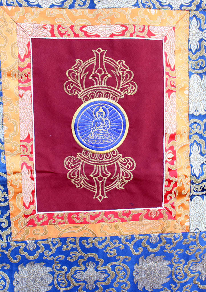 Double Dorjee Buddha Embroidered Tibetan Wall Hanging - nepacrafts