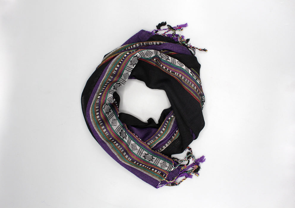 Purple Cotton Striped Summer Scarf - nepacrafts