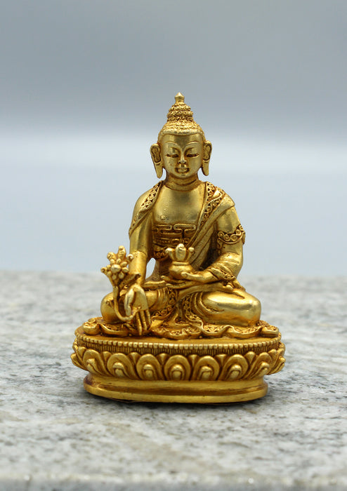 Gold Plated Tibetan Healing Medicine Statue 3.5"