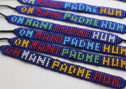 Blue Multicolor Assorted Pattern Om Mani Padme Hum Glass Beads Bracelet - nepacrafts