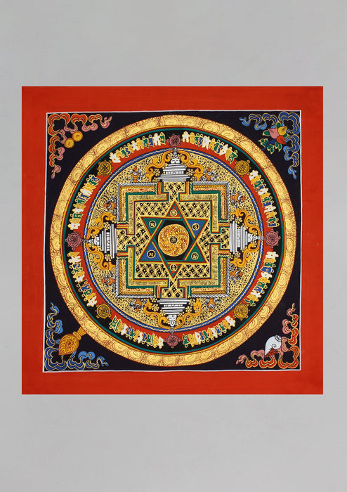 Satkon Om Mani Mandala Thangka Painting - nepacrafts