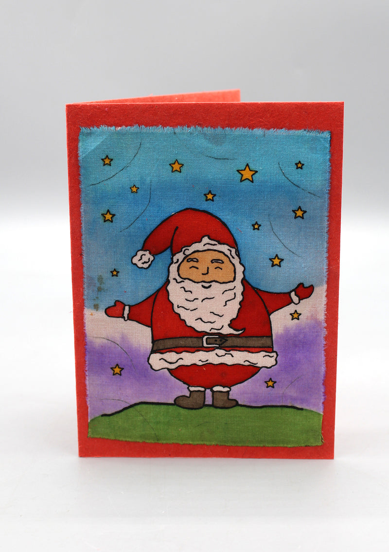 Fair Trade Batik Happy Santa Claus Greetings Card