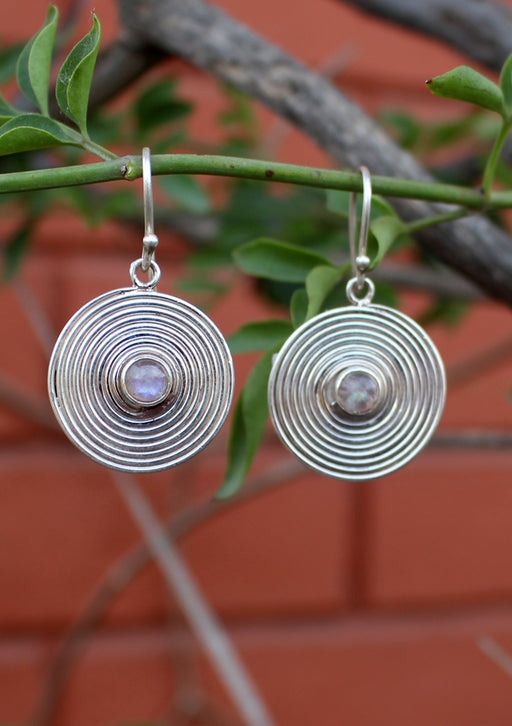 Round Spiral Silver Drop Earrings - nepacrafts