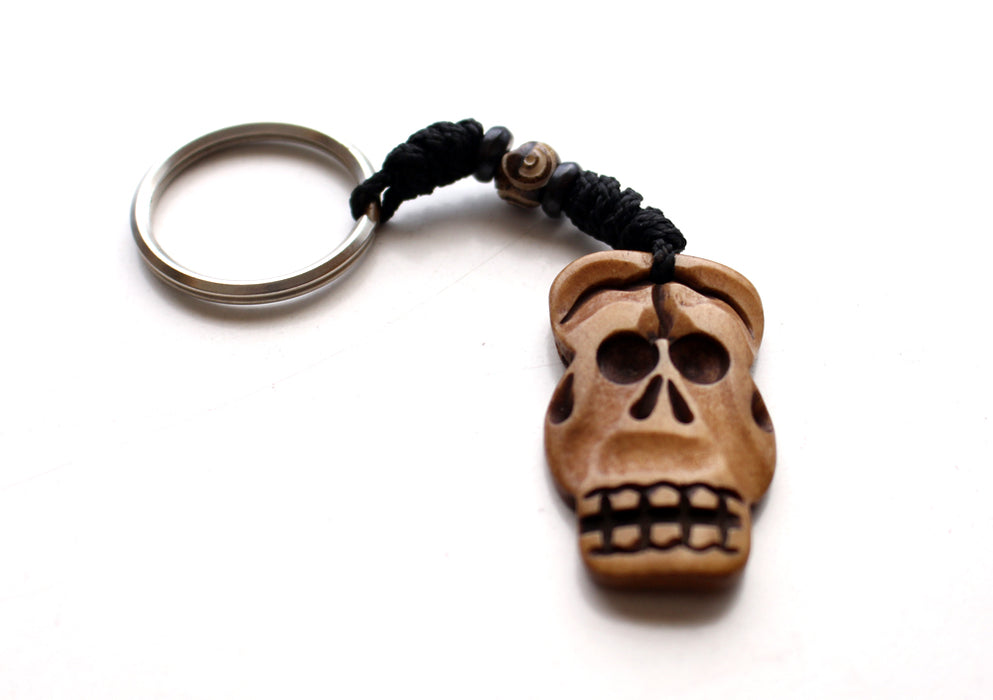 Skull Head Key chain Ring Skeleton Head Brown Bone Biker Head Death Skulls - nepacrafts