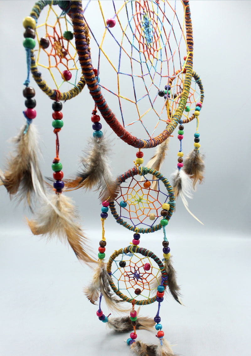 Large Size Multi Color Mandala Dream Catcher with Tiny Hoops