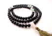 Green Onyx Spacer 108 Black Beads Prayer Mala with Green Tassel - nepacrafts