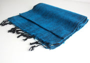 Petrol Blue Three Ply Woolen Muffler - nepacrafts