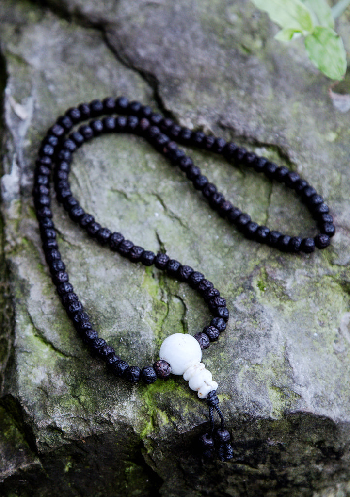 Black Dyed Rudraksha Prayer Mala - nepacrafts